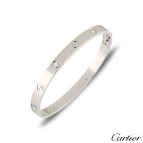 Cartier White Gold Half Diamond Love Bracelet?Size 18?B6035818 Cartier White Gold Half Diamond Love Bracelet?Size 18?B6035818